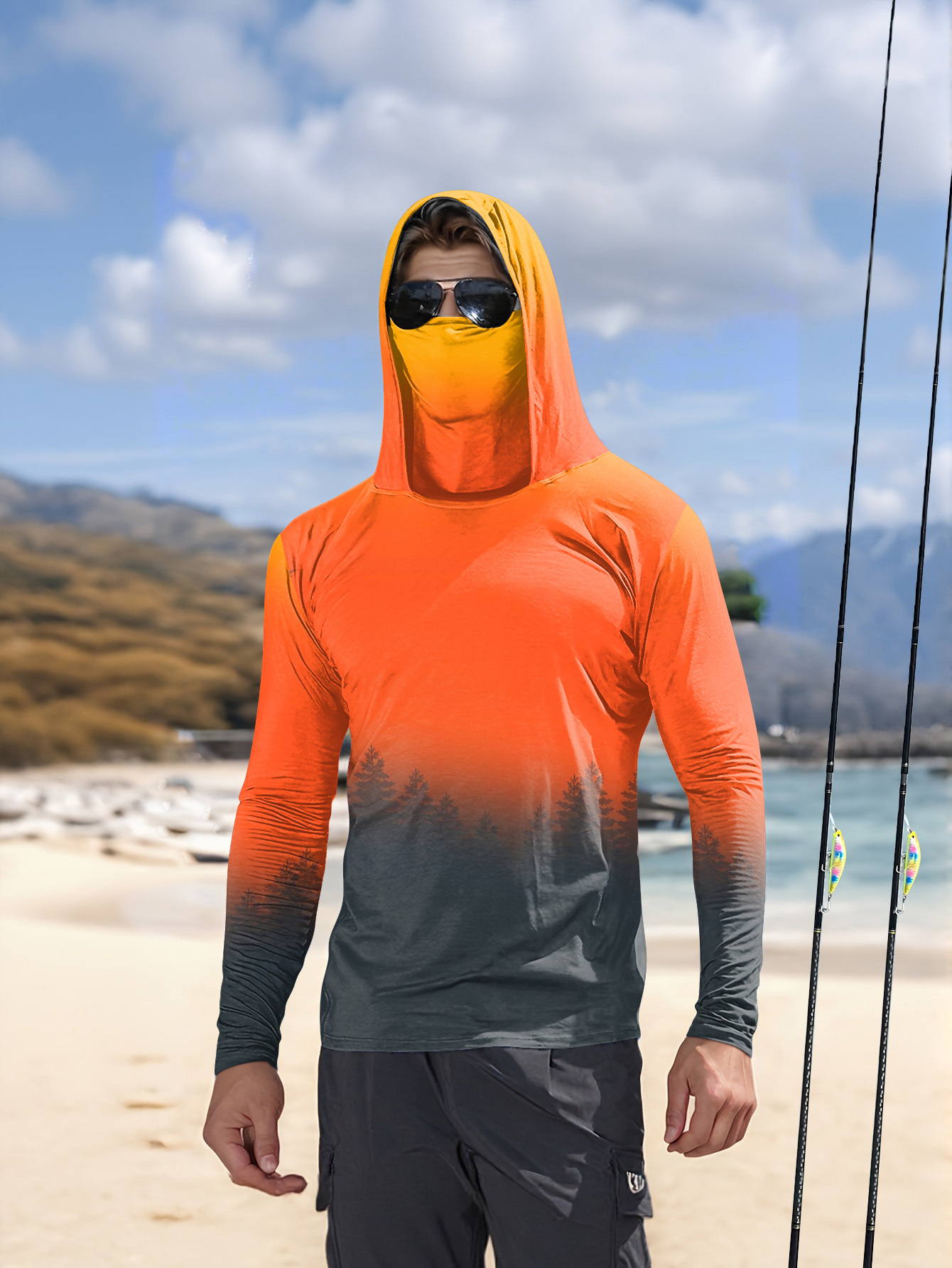 เสื้อฮู้ดกันแดดลายป่าไล่เฉดสีส - Fishing Hoodie บทวิจารณ์และราคา